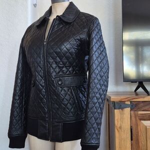 Vtg. Corpus Quilted Lambskin Leather Moto Jacket Sz Small